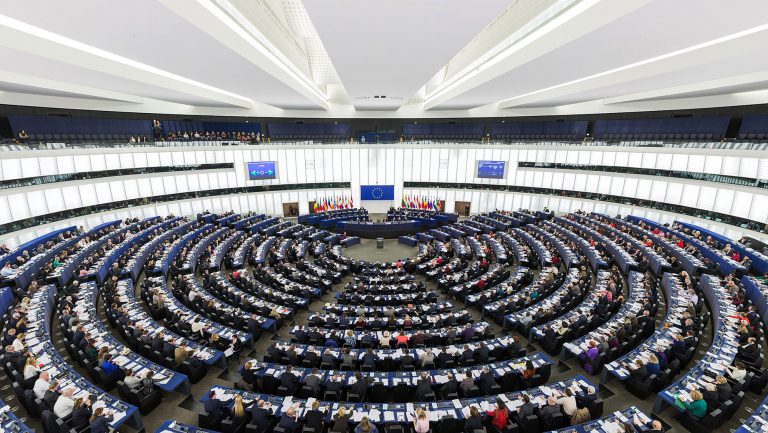 The Hemicycle of the European Parliament in Strasbourg during a plenary session in 2014 The Hemicycle of the European Parliament in Strasbourg during a plenary session in 2014